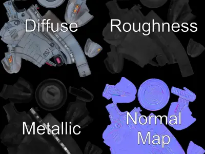 Futuristic Robotic Glove Model Pack with LED Lights Low-poly 3D model