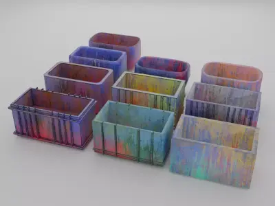 Props Plastic Crate - Kit 003 Low-poly 3D model