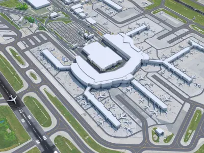 Baltimore Washington Thurgood Marshall Airport 10km Low-poly 3D model