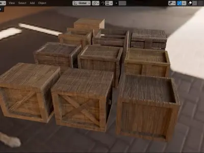 Props Wooden Crate - Kit 005 Low-poly 3D model