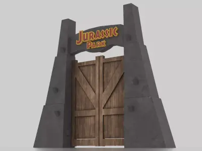 Jurassic Themed - Main Gate Low-poly 3D model