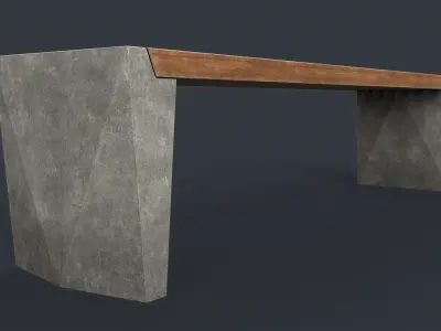 Modern Outdoor Bench 27 PBR Game Ready Low-poly 3D model