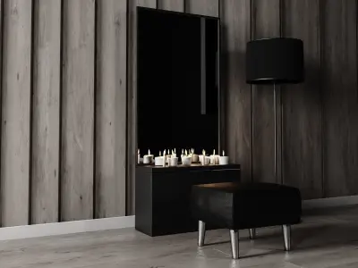 Mirror and Ottoman - Home Furniture 03 3D model