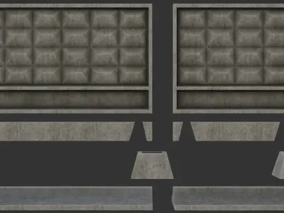 Old Modular Concrete Wall Fence Low-poly 3D model