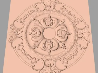 Furniture decoration round flower 3D STL model for CNC E902 3D model