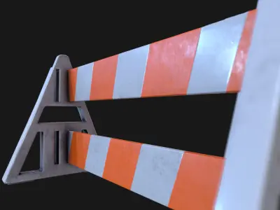 Barricade PBR traffic barrier Low-poly 3D model