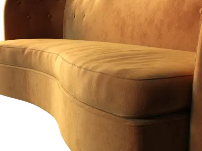 Sofa orange mustard color  three four seater 3D model