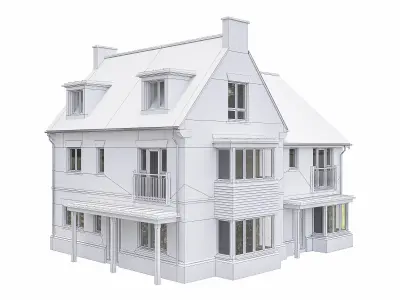 Neighborhood Houses P04 Low-poly 3D model