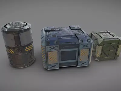 SciFi Containers Low-poly 3D model