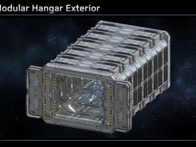 Scifi Modular Hangar Low-poly 3D model