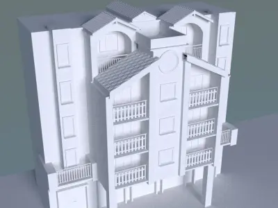 modern apartment building 3D print model