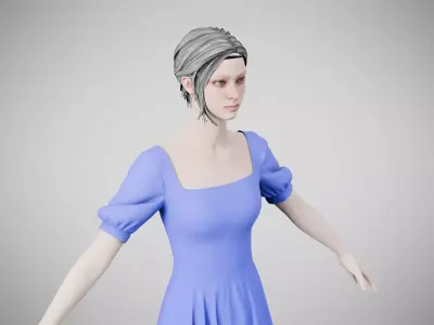 Dress 27 Very Light Blue Low-poly 3D model