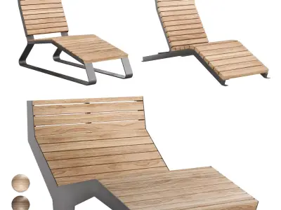Park benches chaise longue 4 3D model
