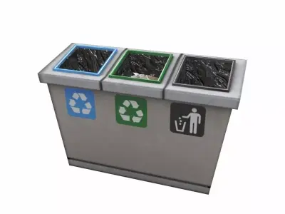 Rubbish bin Low-poly 3D model