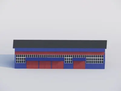 Rapair shops low poly Low-poly 3D model