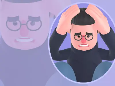 Stylized 3D Frustrated Male Programmer Cartoon-Sitting on Floor 3D model