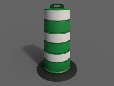 PBR Traffic Drum Barrel Green Low-poly 3D model