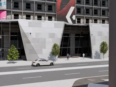 City Street Scene  with Rigged Cars and Characters 3D model