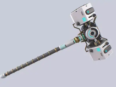 Scifi hammer Low-poly 3D model purchase