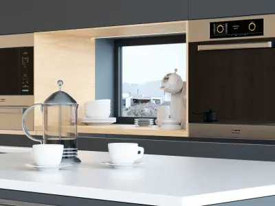 Octane - C4D Scene files - Minimalist Kitchen Interior Scene 3D model