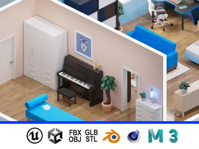 Room 27 Low-poly 3D model