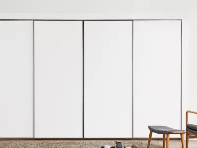 August sliding door PET material built-in cabinet 3D model