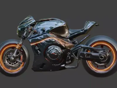 Futuristic Cyber Motorcycle 3D Model Low-poly 3D model