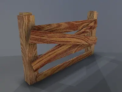 Wooden Fence  Low-poly 3D model