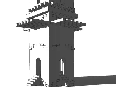 Low polygon old tower  Torre antigua de bajo poligonaje  Low-poly 3D model