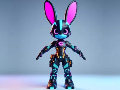 Cyberpunk Bunny Low-poly 3D model