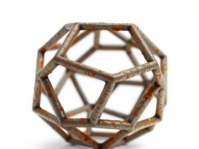 Rustic Wireframe Dodecahedron Model Pack Low-poly 3D model