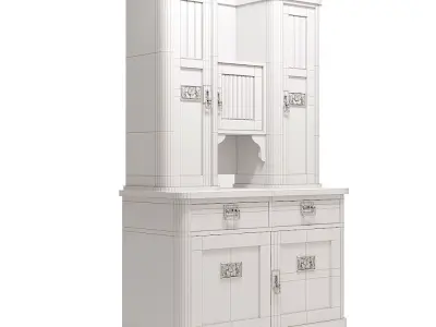 Old sideboard with brass inserts 3D model