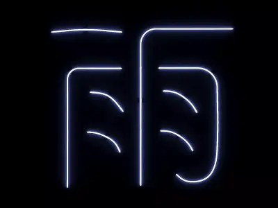 Neon Light Lamp Japanese Word Ame Rain 3D model