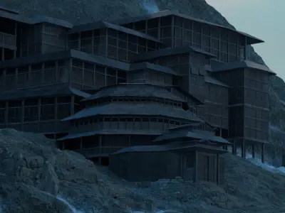 Ras al Ghul Mountain House from the  Batman Begins movie  3D model