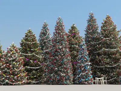  10 Christmas Trees with snow 