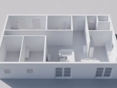 Low-Poly Interior Blockout Layout-Space Planning Model Low-poly 3D model
