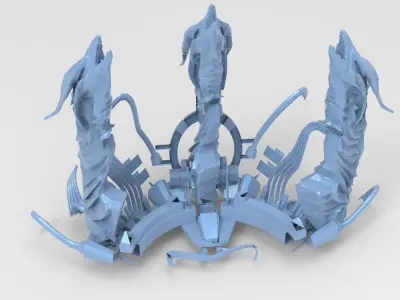 Dragon portal sci fi hedron collider wall  Low-poly 3D model