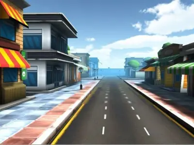 Cartoon city Low-poly 3D model get