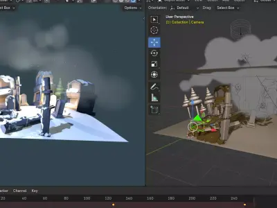 low poly snow outdoor Low-poly 3D model