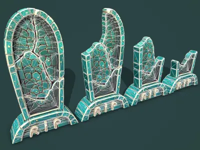 Fantasy gravestone rounded Low-poly 3D model