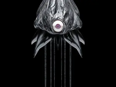 Alien character with tentacles and one eye 3D model