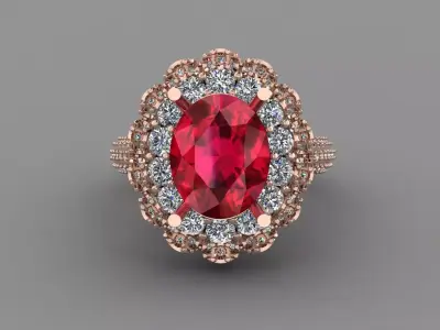 Rose Gold Women Diamond Ring 3D print model 3D print model 44