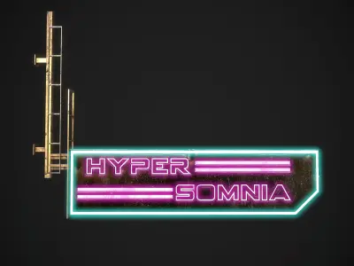 Neon signs Cyberpunk  Optimized FOr games  Low-poly 3D model