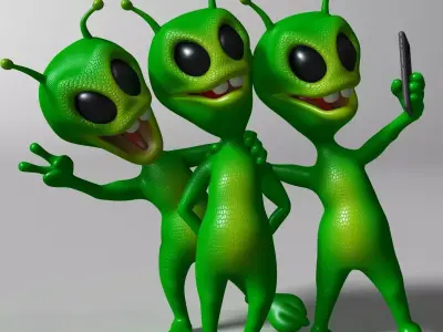 Cartoon alien RIGGED Low-poly 3D model