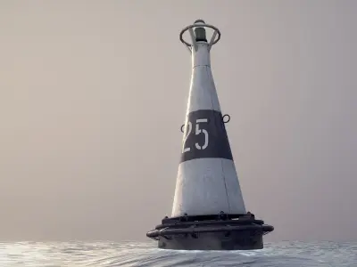 Buoy River RB-6-01 Left Turn Mark Low-poly 3D model