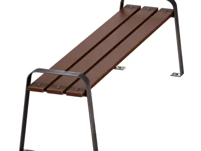 Bench made of metal and wood 3D model