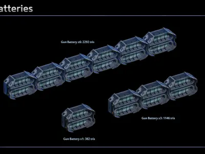 Spaceship Dreadnought Modular Equipment Low-poly 3D model