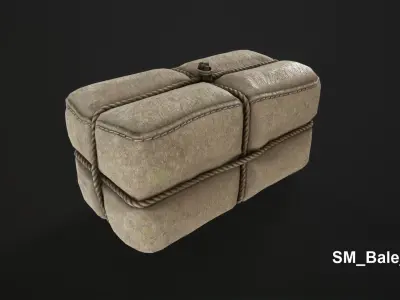 Storage props crates barrels wool bales Low-poly 3D model
