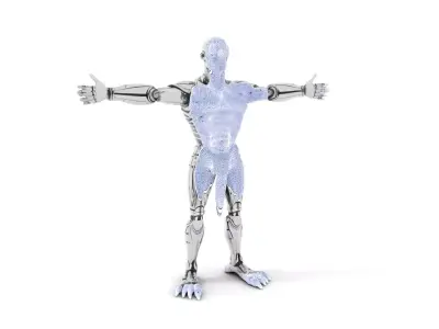 Futuristic Robot Model Pack with Articulated Joints and Glowi... Low-poly 3D model