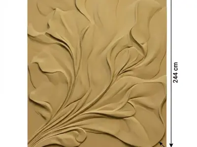 Modern Botanical Relief Panel Wall Decor Set STL Mural CNC 347 3D model
